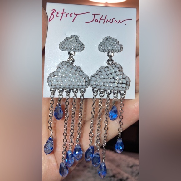 Betsey Johnson Jewelry - BETSEY JOHNSON 2025 Hop To It Rainy Storm Cloud Crystal-Studded Earrings NEW NWT